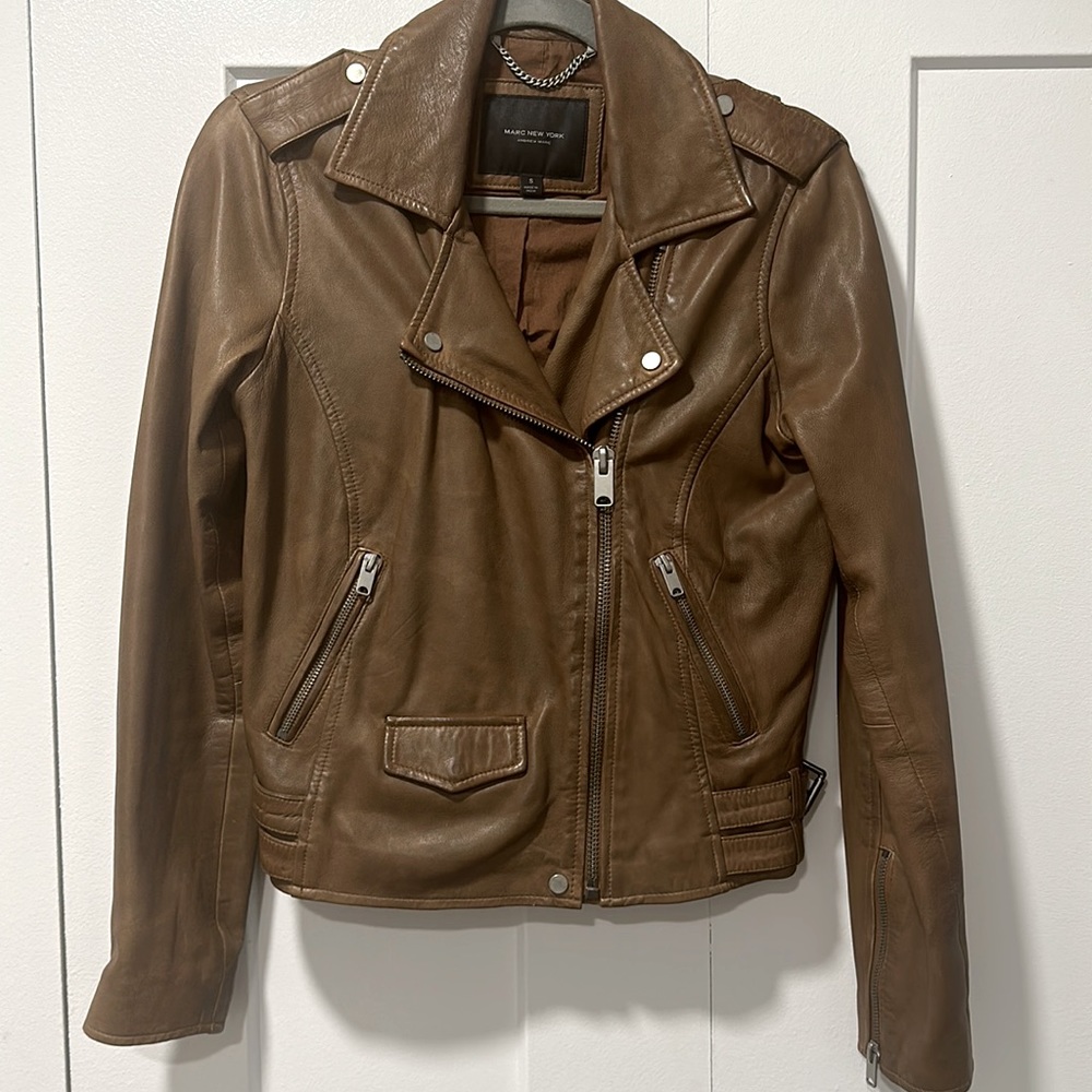 Cognac leather moto jacket from Marc New York (Andrew Marc)